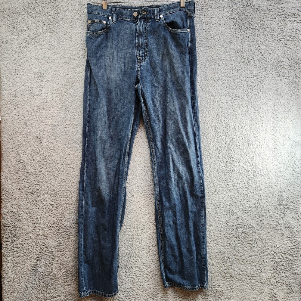 Hugo Boss Jeans Men's 34x34 Blue Denim Straight Leg Pockets Denim